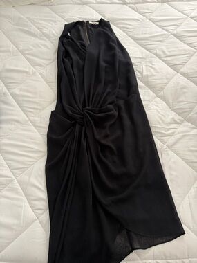 Helmut Lang Black Asymmetrical Draped Knot Dress